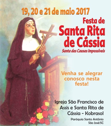 Programação da Festa de Santa Rita de Cássia