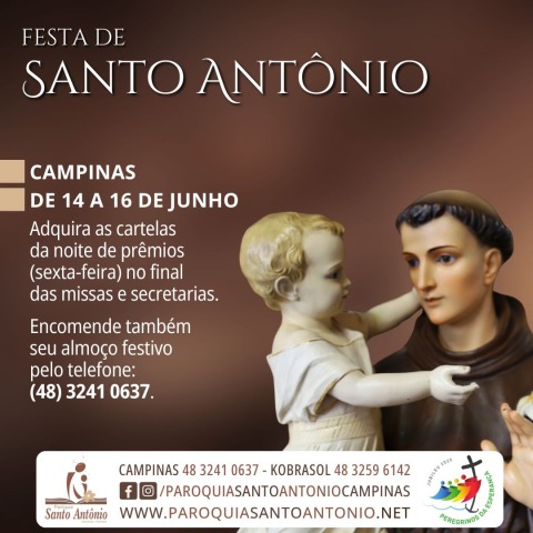 Festa de Santo Antônio acontece entre 14 e 16 de junho
