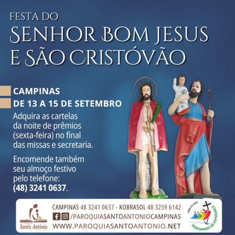 Festa do Senhor Bom Jesus e São Cristóvão acontece em Setembro